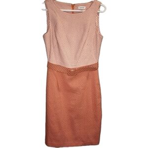 Calvin Klein sleeveless belted Dress Orange & White, Retro Tweed Size S